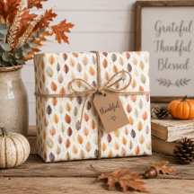 Herfstbladeren-cadeauverpakking in roestbruin, crè