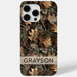Herfstbladeren Camouflage Gepersonaliseerd iPhone 15 Pro Max Hoesje