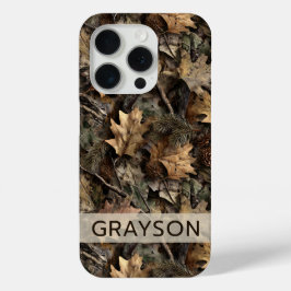 Herfstbladeren Camouflage Gepersonaliseerd iPhone 15 Pro Case