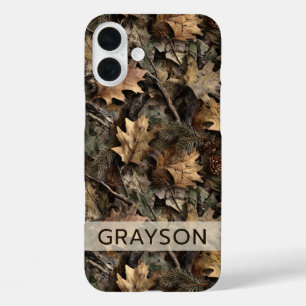 Herfstbladeren Camouflage Gepersonaliseerd iPhone 16 Plus Hoesje