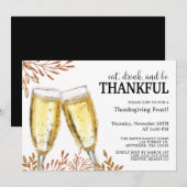 Herfstbladeren & Champagne Drinken, Thanksgiving Kaart (Voorkant / Achterkant)