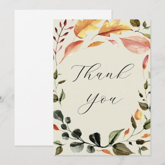 Herfstbladeren Dank je Bedankkaart (Voorkant / Achterkant)