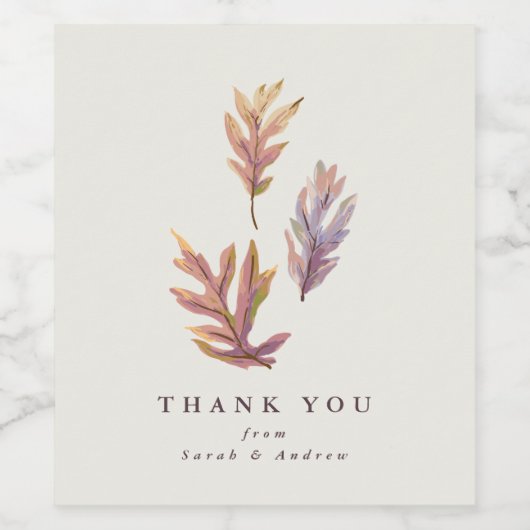 Herfstbladeren dank je wijnlabel wijn etiket (Enkel label)