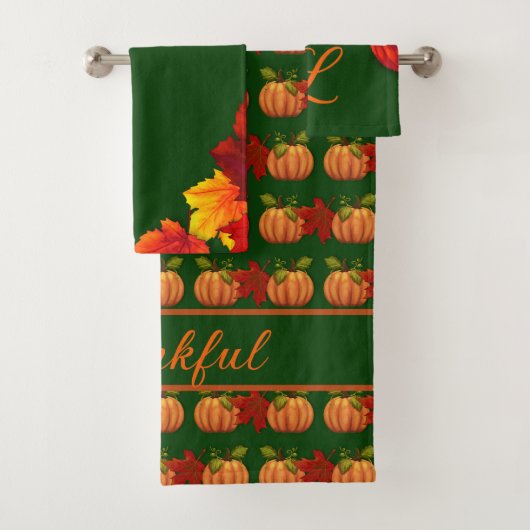 Herfstbladeren Dankbare Pompoenen Bad Handdoek (Insitu)
