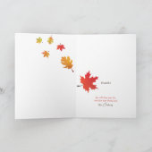 Herfstbladeren Dankzegging Wenskaart Kaart (Binnen)