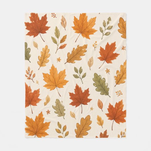 Herfstbladeren Dekbed Fleece Deken (Voorkant)