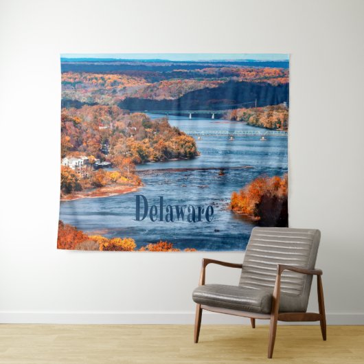 Herfstbladeren Delaware rivier Wandkleed (In Situ (horizontaal))
