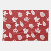 Herfstbladeren - diep rood en wit  theedoek (Horizontaal)