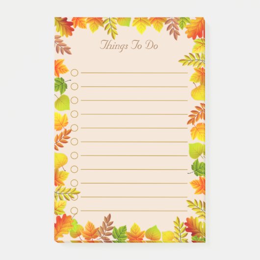 Herfstbladeren Dingen om te doen Gelinieerde Post- Post-it® Notes (Voorkant)