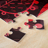 Herfstbladeren: donker naadloos patroon. legpuzzel (Zijkant)
