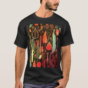 Herfstbladeren: donker naadloos patroon. t-shirt