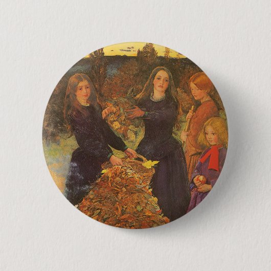Herfstbladeren door Sir John Everett Millais Ronde Button 5,7 Cm (Voorkant)