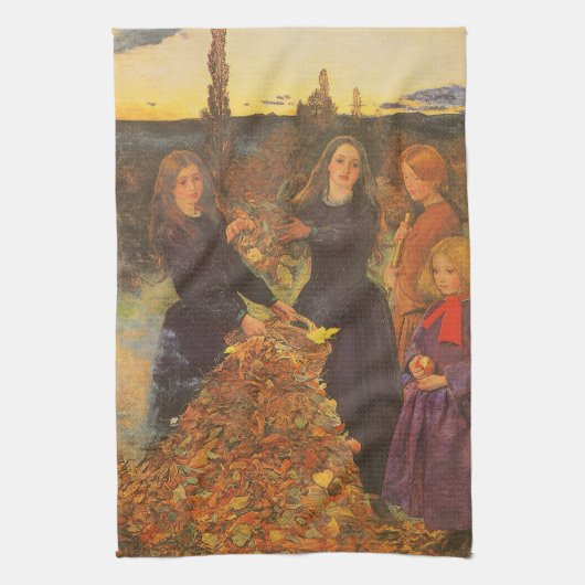 Herfstbladeren door Sir John Everett Millais Theedoek (Verticaal)