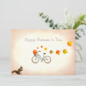 Herfstbladeren & Eekhoorn Gelukkig herfstgroet Kaart (Staand voorkant)