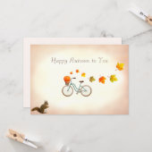 Herfstbladeren & Eekhoorn Gelukkig herfstgroet Kaart (Voorkant / Achterkant in situ)