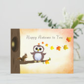 Herfstbladeren & Eekhoorn Gelukkig herfstgroet Kaart (Staand voorkant)