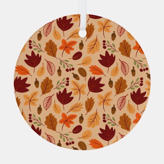 Herfstbladeren, eenvoudig kinderachtig naadloos pa glas ornament (Achterkant)