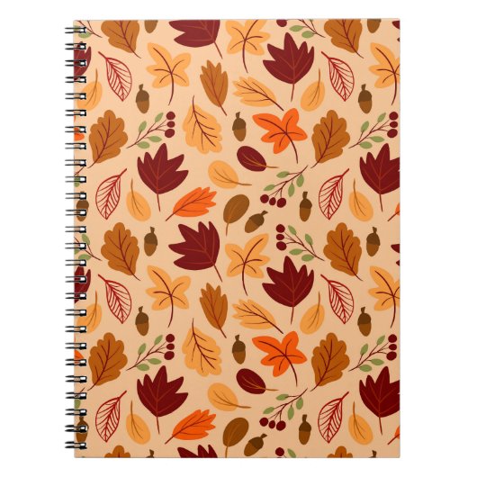 Herfstbladeren, eenvoudig kinderachtig naadloos pa notitieboek (Voorkant)