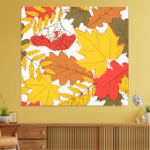 Herfstbladeren, eenvoudig naadloos patroon canvas afdruk (Insitu (Woonkamer))