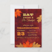 Herfstbladeren Eet Drink en wees dankbaar Uitnodig Kaart (Voorkant)