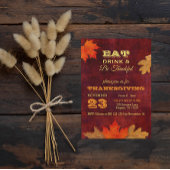 Herfstbladeren Eet Drink en wees dankbaar Uitnodig Kaart