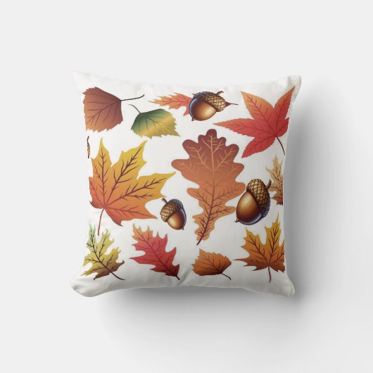 Herfstbladeren & Eikel Patroon Kussen (Voorkant)