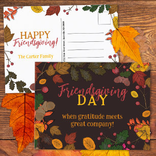 Herfstbladeren Eikels Bessen Friendsgiving Citaat Briefkaart