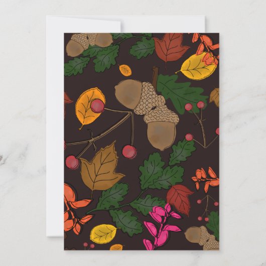 Herfstbladeren Eikels Bessen Vriendendankdagdiner Kaart (Achterkant)