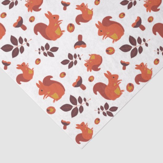 Herfstbladeren, eikels en vierkant patroon tissuepapier (Detail)