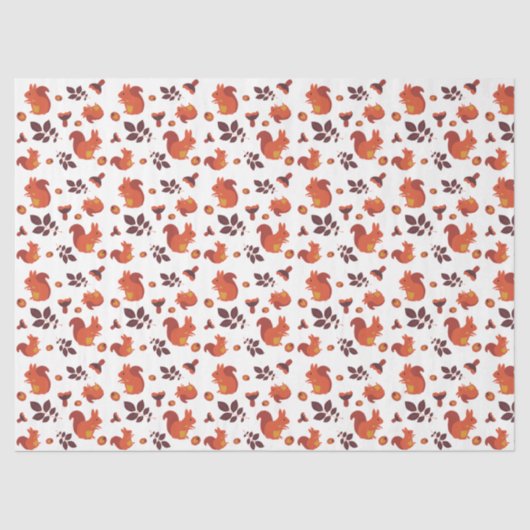 Herfstbladeren, eikels en vierkant patroon tissuepapier (Voorkant)