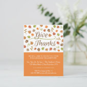 Herfstbladeren eikels geven Bedankt Diner Party Kaart (Staand voorkant)