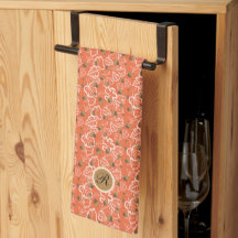 Herfstbladeren Eikels Patroon Oranje Monogram