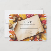 Herfstbladeren & Eikels Rustieke Trouwdag RSVP Kaartje (Voorkant)