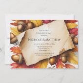 Herfstbladeren & Eikels Rustieke Verlovingsfeest Kaart (Voorkant)