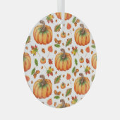 Herfstbladeren, eikels: waterverf. glas ornament (Voorkant Rechts)