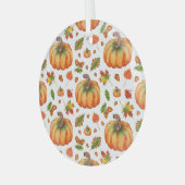 Herfstbladeren, eikels: waterverf. glas ornament (Voorkant links)