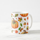 Herfstbladeren, eikels: waterverf. koffiemok (Voorkant rechts)