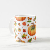 Herfstbladeren, eikels: waterverf. koffiemok (Voorkant links)