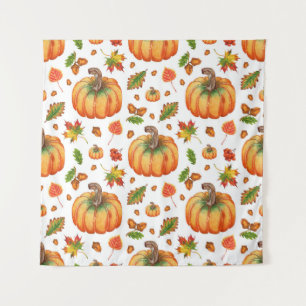 Herfstbladeren, eikels: waterverf. wandkleed