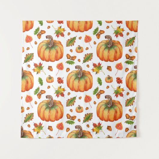 Herfstbladeren, eikels: waterverf. wandkleed (Voorkant)