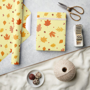 Herfstbladeren, eikenmoeren Patroon Thanksgiving g Cadeaupapier