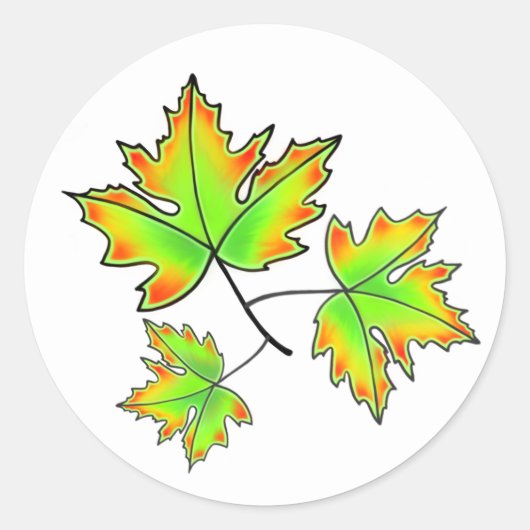 Herfstbladeren elegante herfst botanisch ronde sticker (Voorkant)