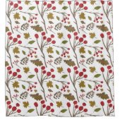 Herfstbladeren en bessen rustiek patroon douchegordijn (Voorkant)