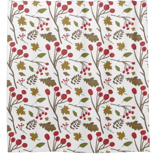 Herfstbladeren en bessen rustiek patroon douchegordijn (Voorkant)