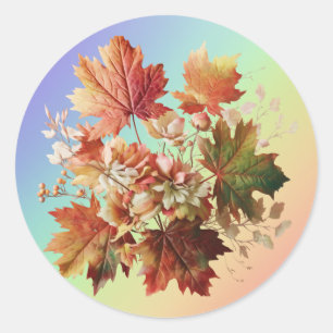 Herfstbladeren en -bloemen in Herfst Boeket Art Ronde Sticker