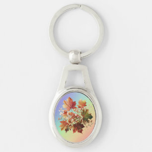 Herfstbladeren en -bloemen in Herfst Boeket Art Sleutelhanger