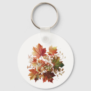 Herfstbladeren en -bloemen in Herfst Boeket Art Sleutelhanger