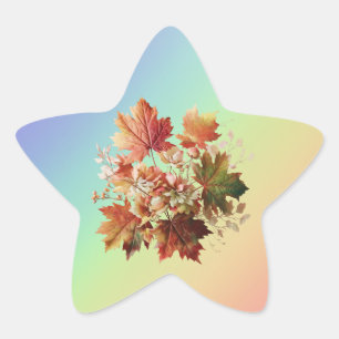 Herfstbladeren en -bloemen in Herfst Boeket Art Ster Sticker