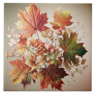Herfstbladeren en -bloemen in Herfst Boeket Art Tegeltje