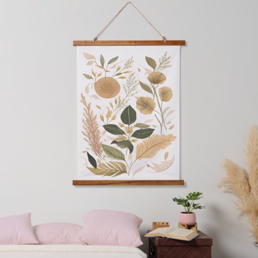 Herfstbladeren en bloemkunst hangend wandkleed (Slaapkamer)